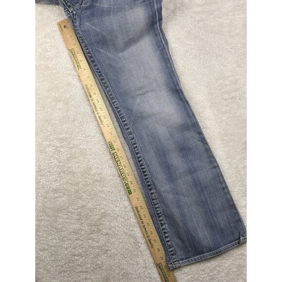 Big Star Sweet Low Rise Boot Leg Jeans Womens 29 R Stretch Distressed Light Wash - Picture 7 of 10
